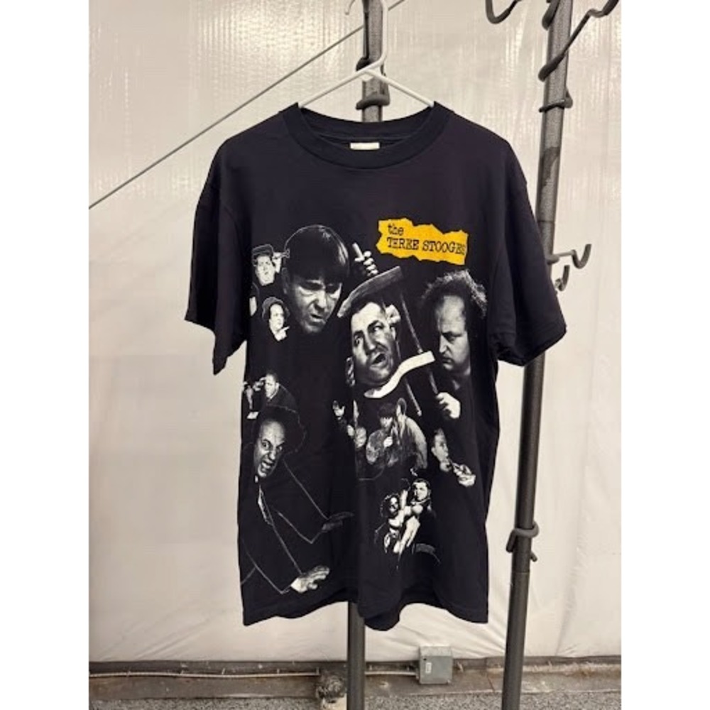 Vintage 1991 The Three Stooges Double Sided Graphic T-Shirt Black Tultex Large